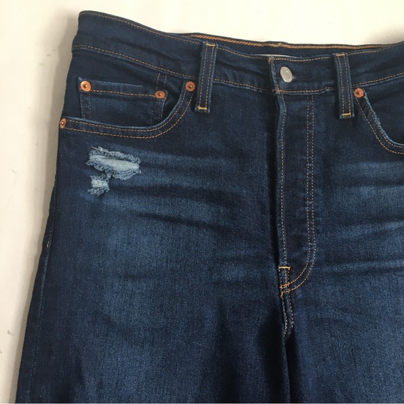 Levi’s Ribcage Straight Ankle Buttonfly Ultra High Rise Destructed Jeans Size 29 - Picture 8 of 16